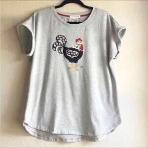 Cactus & Pearl patchwork chicken hen short sleeve grey tshirt cottagecore
